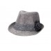 Fedora Straw Hat w/ Lace Trim Corsage - Silver - HT-1184SI